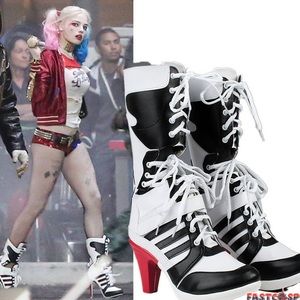 Harley Quinn Cosplay Heels. Lace up Boots. Costume